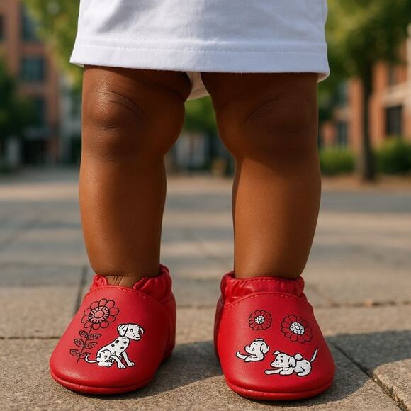 Disney Baby 101 Dalmatians Garden Fun Robeez 100% Leather Soft Sole Baby Shoe - Picture 1 of 4